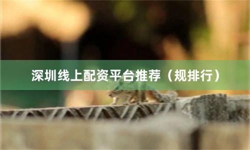 深圳线上配资平台推荐（规排行）